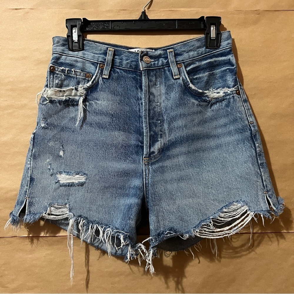 AGOLDE Distressed Blue Denim Jean Shorts